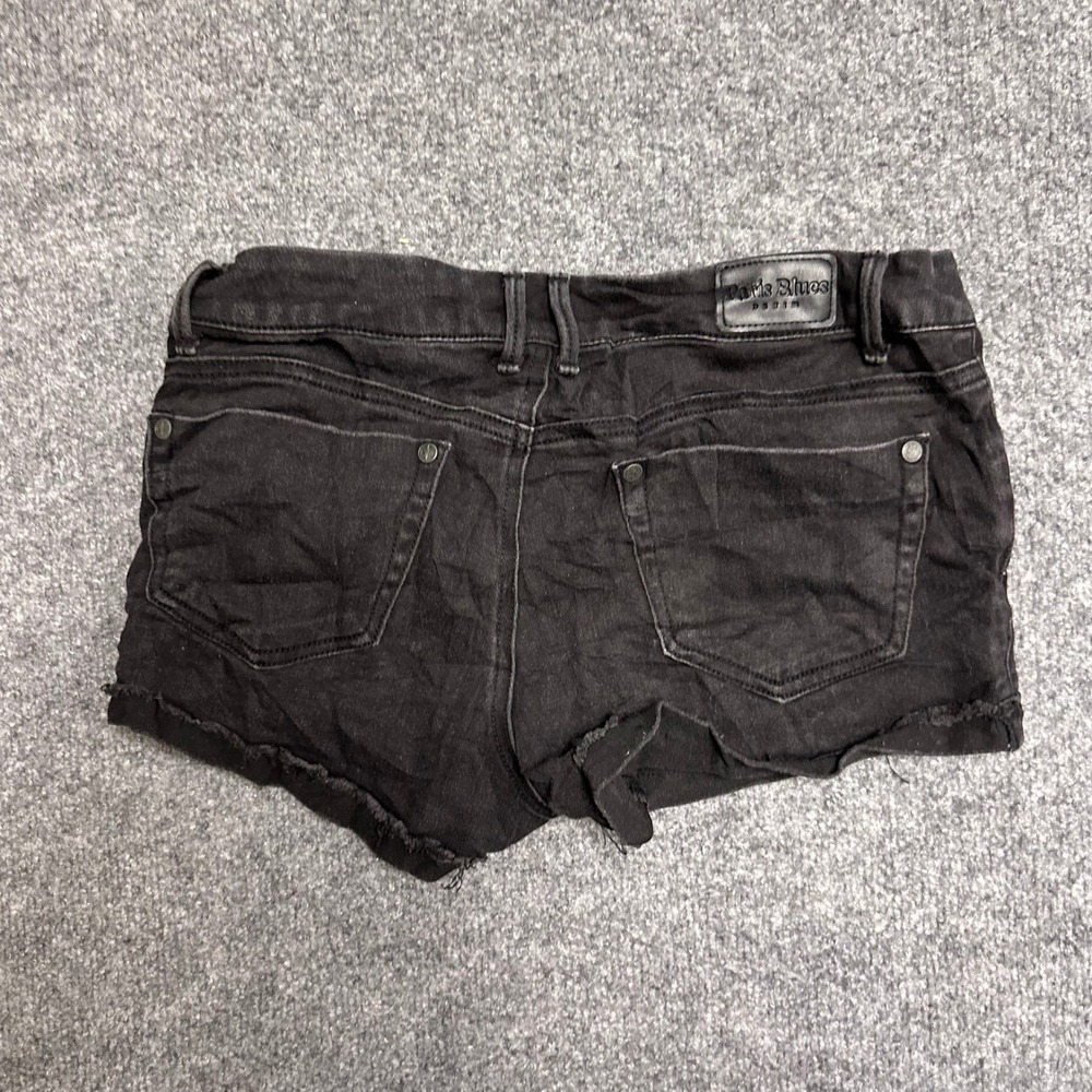 Paris Blues Shorts Womens Size 9 Black Low Rise Raw Hem Cut Off Stretch Denim